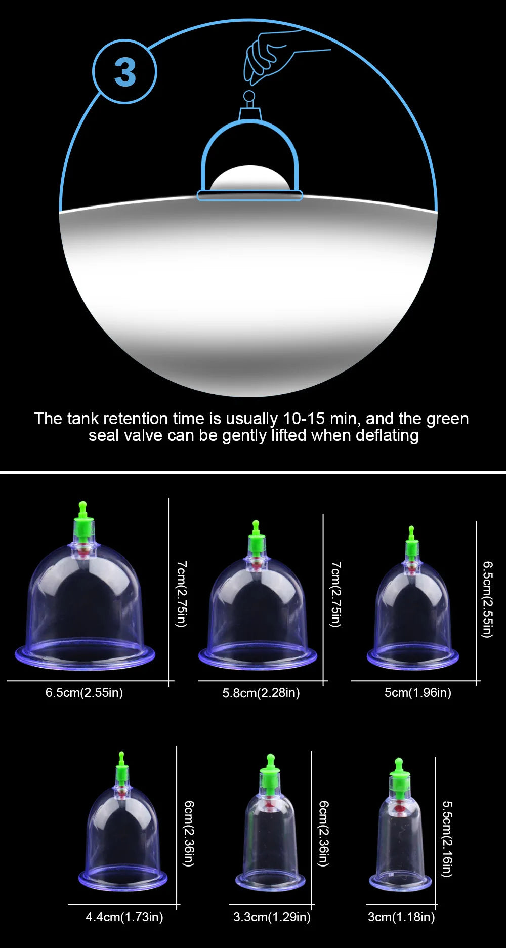 6Pcs Vacuum Cupping Sets with Pumping Gun